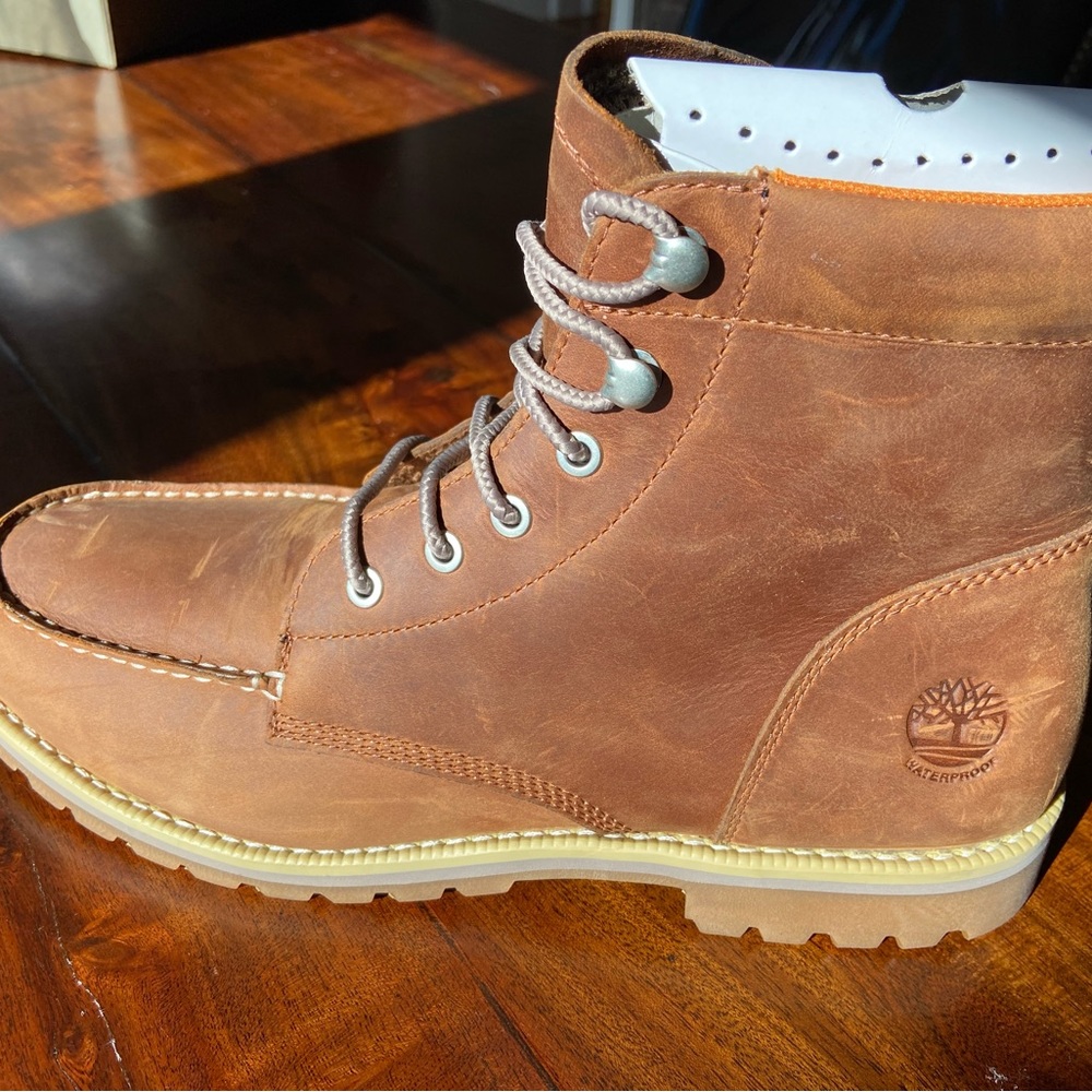 NWT Men’s Timberland Redwood Falls WP Moc Toe Boot in Rust Full Grain Size 10